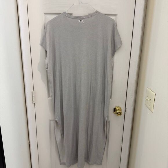 Lunya Cotton Midi Dress Cap Sleeve Striped Boxy Size Large XL White Black - Picture 3 of 10